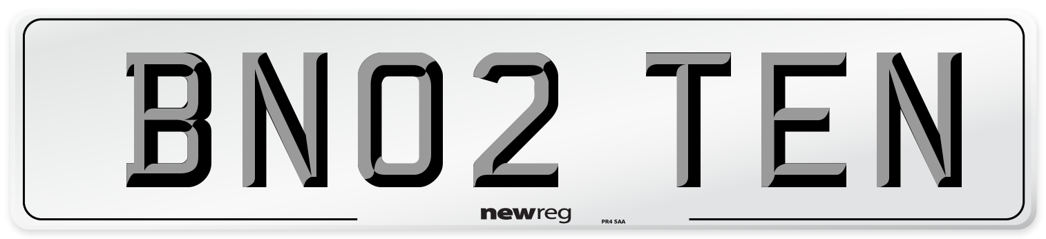 BN02 TEN Number Plate from New Reg